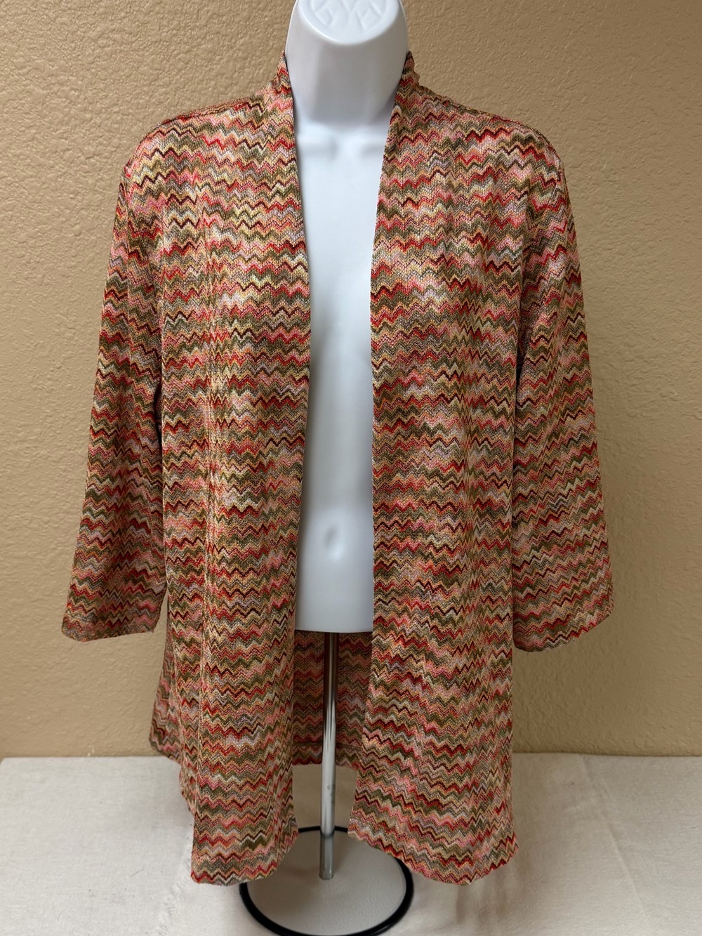 4/$20 Chico’s Womens Open-Front Zigzag Knit Cardigan Sweater - Multicolor